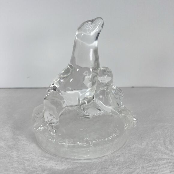 Seal With Pup Crystal Figurine RCR Royal Crystal Rock Made In Italy. Glass Decor - Picture 2 of 6